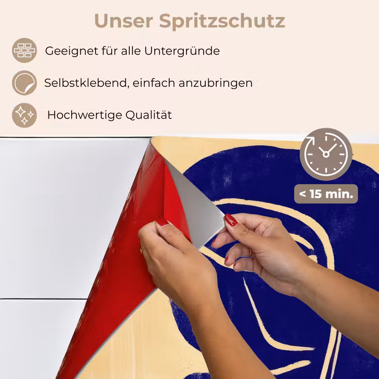 Spritzschutz Küche - Ockergelb - Blau - Einfache Linien — 4