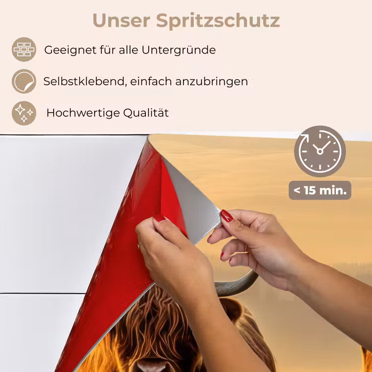 Spritzschutz Küche - Schottische Hochlandbewohner - Heide - Landschaft - Tiere — 4