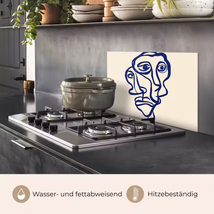 Spritzschutz Küche - Strichzeichnung - Überlappende Flächen - Dunkelblau — 2