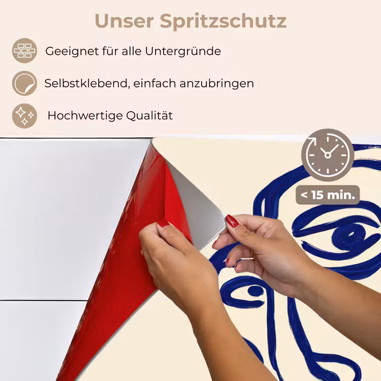 Spritzschutz Küche - Strichzeichnung - Überlappende Flächen - Dunkelblau — 4