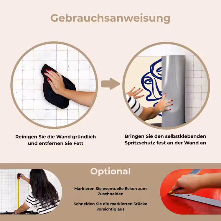 Spritzschutz Küche - Strichzeichnung - Überlappende Flächen - Dunkelblau — 6