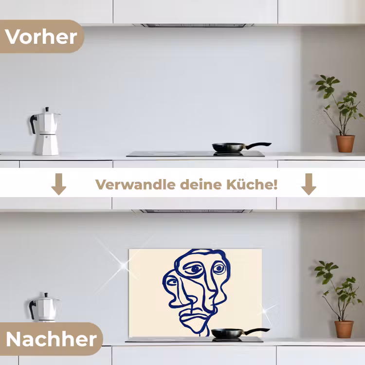 Spritzschutz Küche - Strichzeichnung - Überlappende Flächen - Dunkelblau — 7