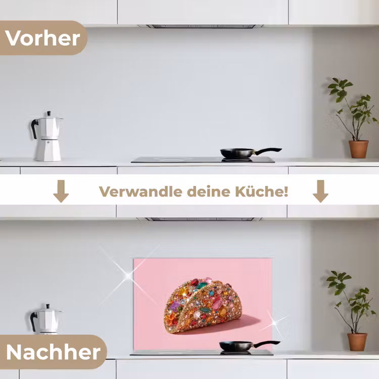 Spritzschutz Küche - Taco - Bunt - Edelsteine - Gold — 7