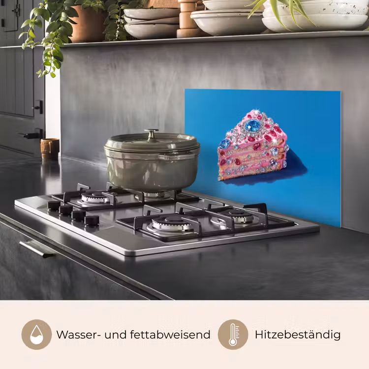 Spritzschutz Küche - Torte - Edelsteine - Glitzer - Rosa — 2