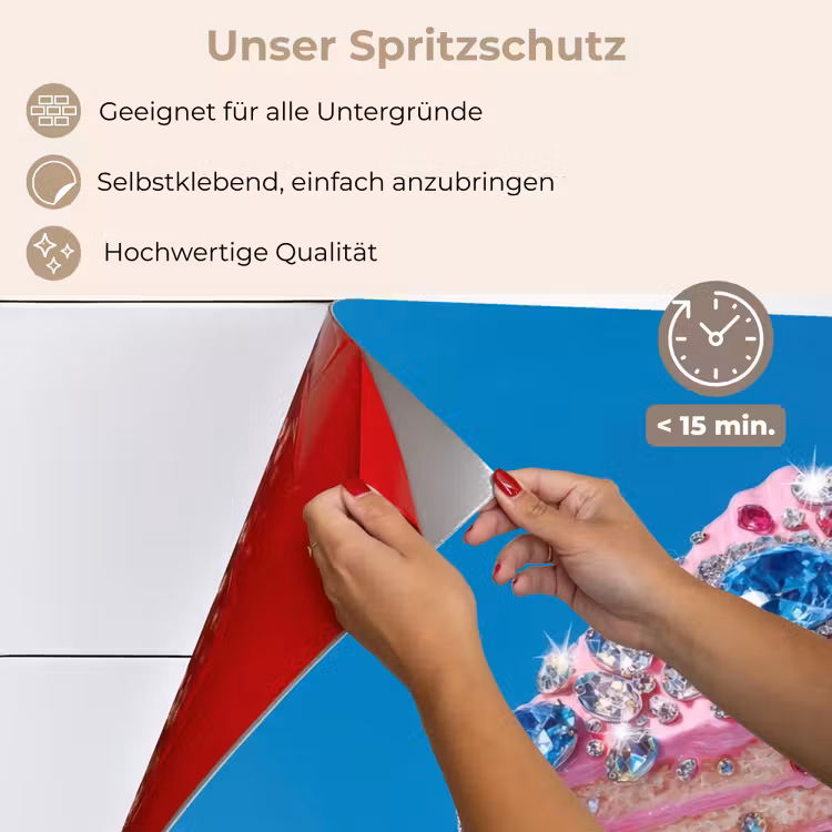 Spritzschutz Küche - Torte - Edelsteine - Glitzer - Rosa — 4