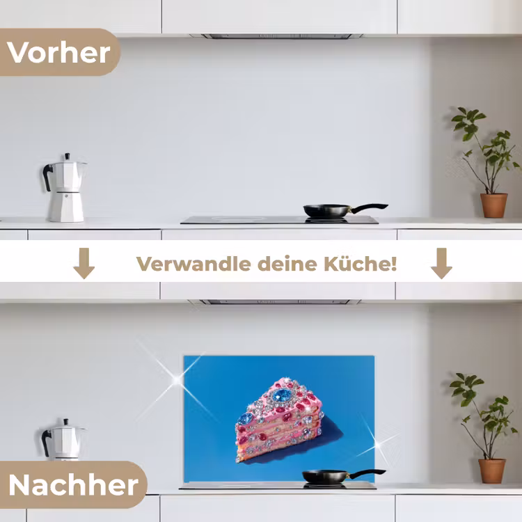 Spritzschutz Küche - Torte - Edelsteine - Glitzer - Rosa — 7