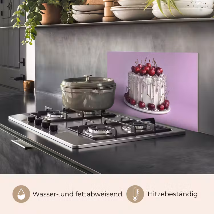 Spritzschutz Küche - Torte - Kirsche - Schmuck - Rot — 2