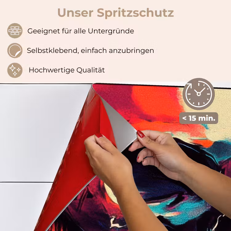 Spritzschutz Küche - Totenkopf - Abstrakt - Rot - Blau - Graffiti — 4