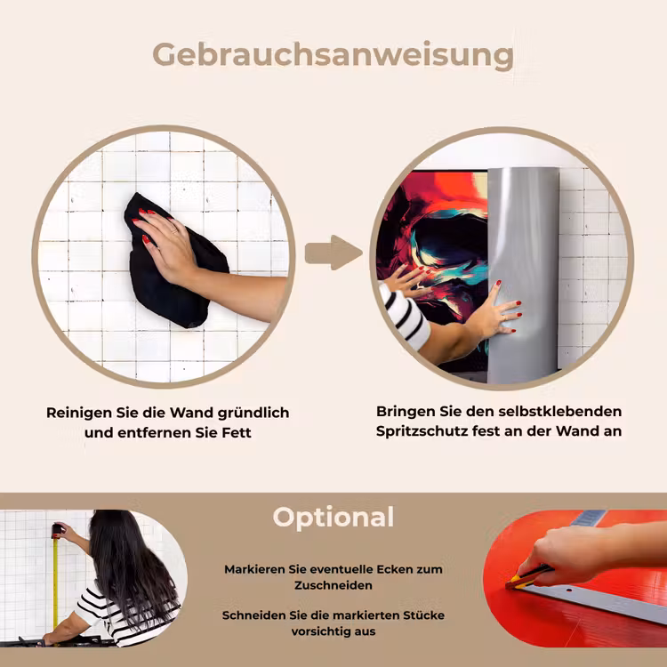 Spritzschutz Küche - Totenkopf - Abstrakt - Rot - Blau - Graffiti — 6
