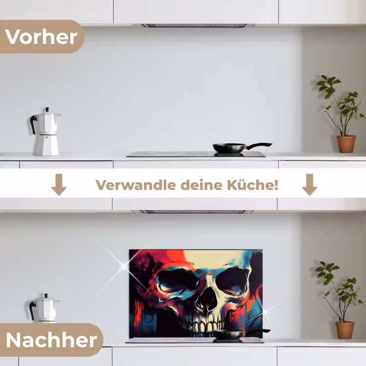 Spritzschutz Küche - Totenkopf - Abstrakt - Rot - Blau - Graffiti — 7