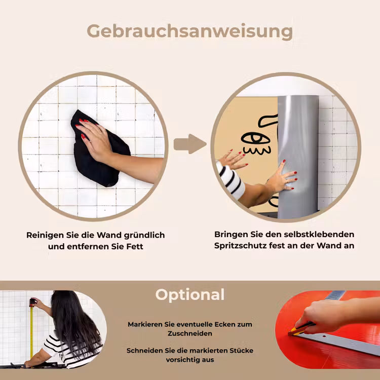 Spritzschutz Küche - Überlappende Profile - Hellbraun - Schwarz — 6