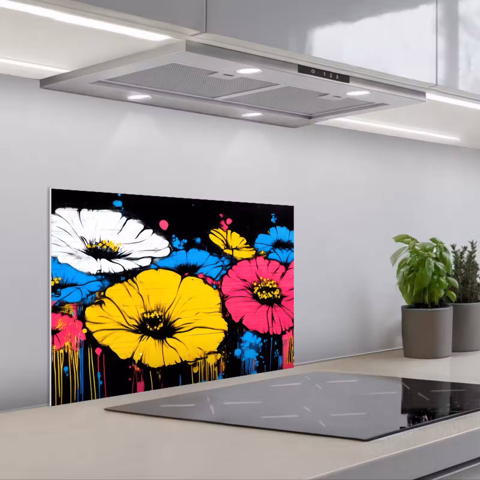 Spritzschutz Küche - Graffiti - Blumen - Farbe — 1
