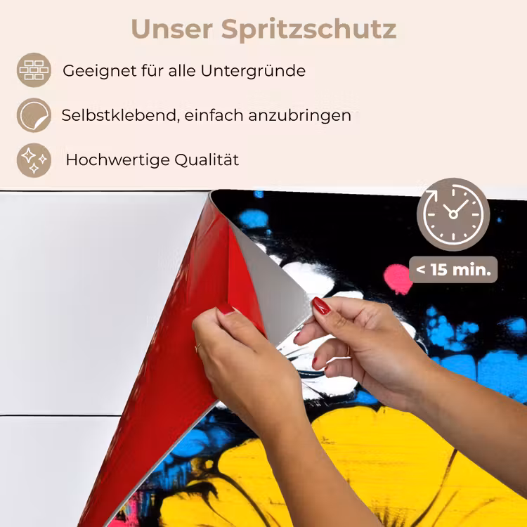 Spritzschutz Küche - Graffiti - Blumen - Farbe — 4