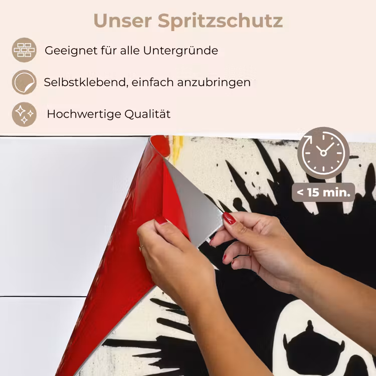 Spritzschutz Küche - Graffiti - Totenkopf - Abstrakt - Rot — 4