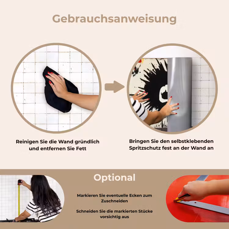 Spritzschutz Küche - Graffiti - Totenkopf - Abstrakt - Rot — 6