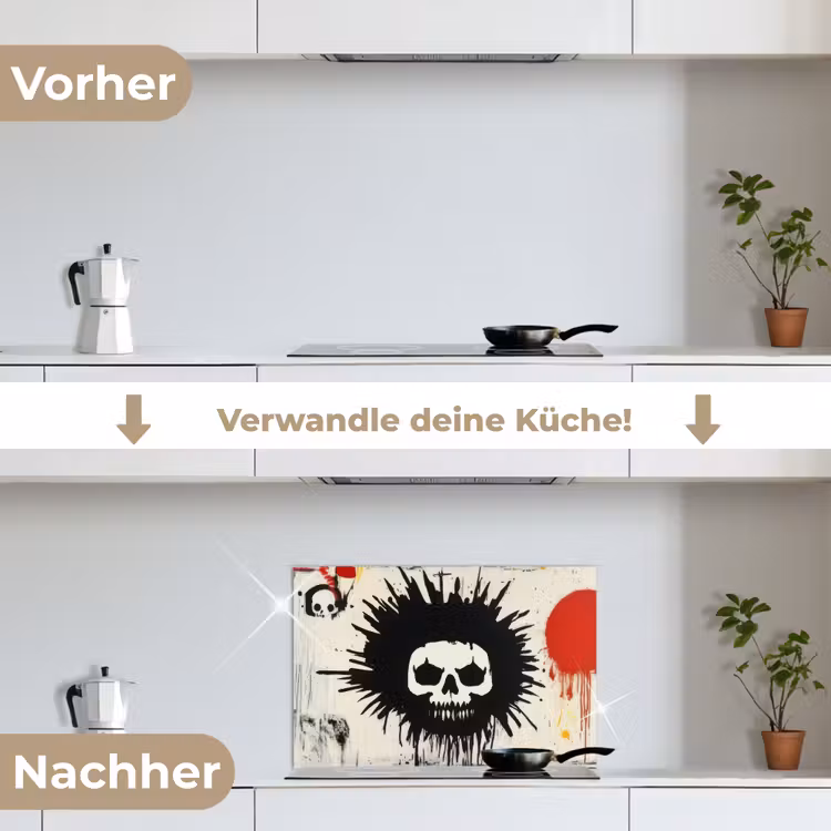 Spritzschutz Küche - Graffiti - Totenkopf - Abstrakt - Rot — 7