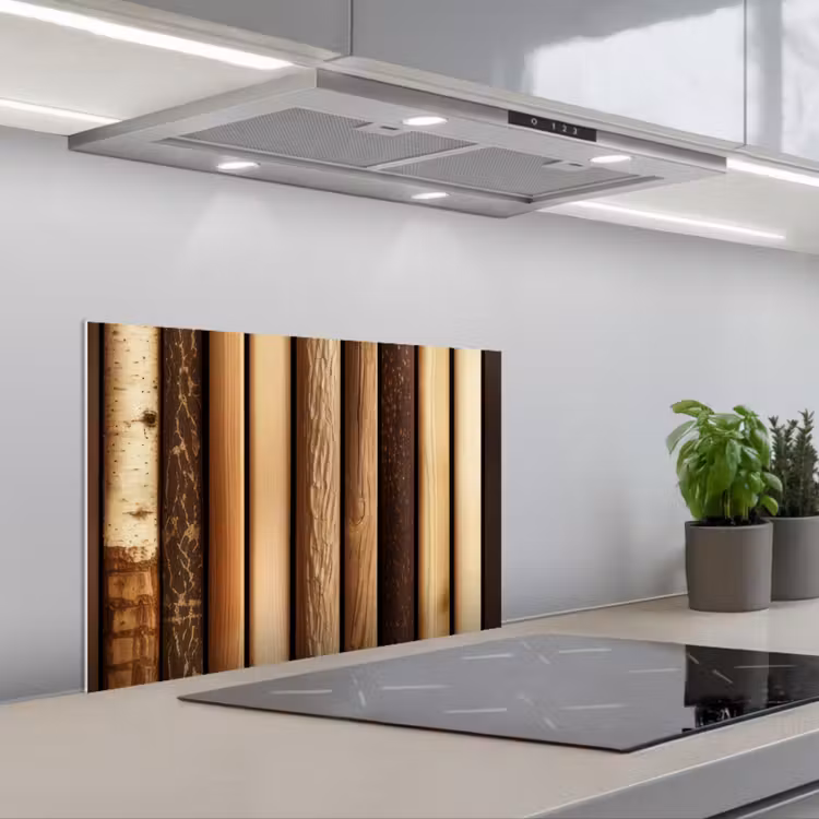 Spritzschutz Küche - Holz - Regale - Natürlich — 1