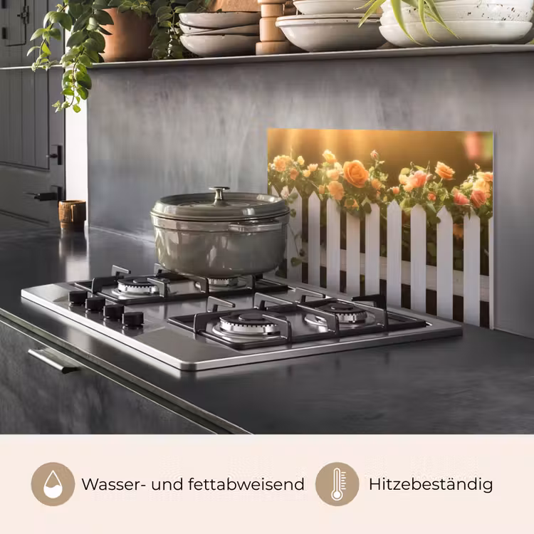 Spritzschutz Küche - Rosen - Zaun - Sonnenlicht — 2