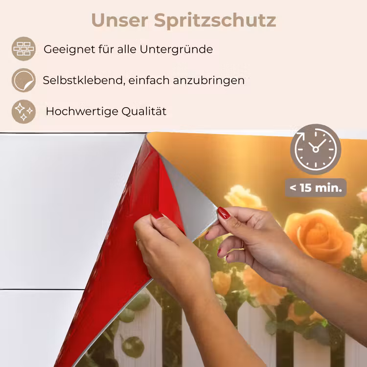 Spritzschutz Küche - Rosen - Zaun - Sonnenlicht — 4
