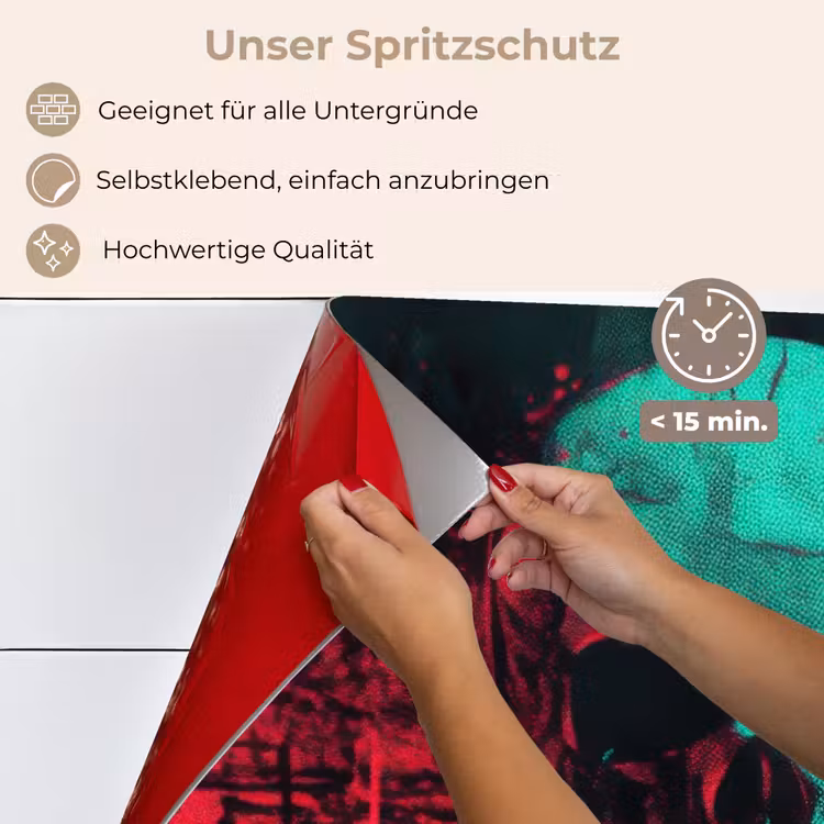 Spritzschutz Küche - Totenkopf - Cyberpunk - Neonrot — 4