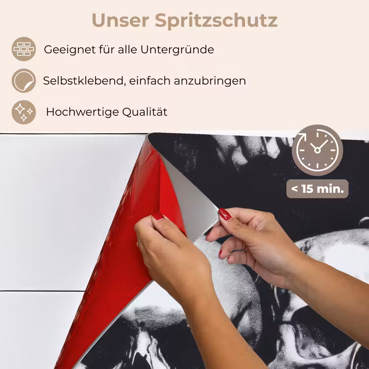 Spritzschutz Küche - Totenköpfe - Schwarz - Kontrast — 4