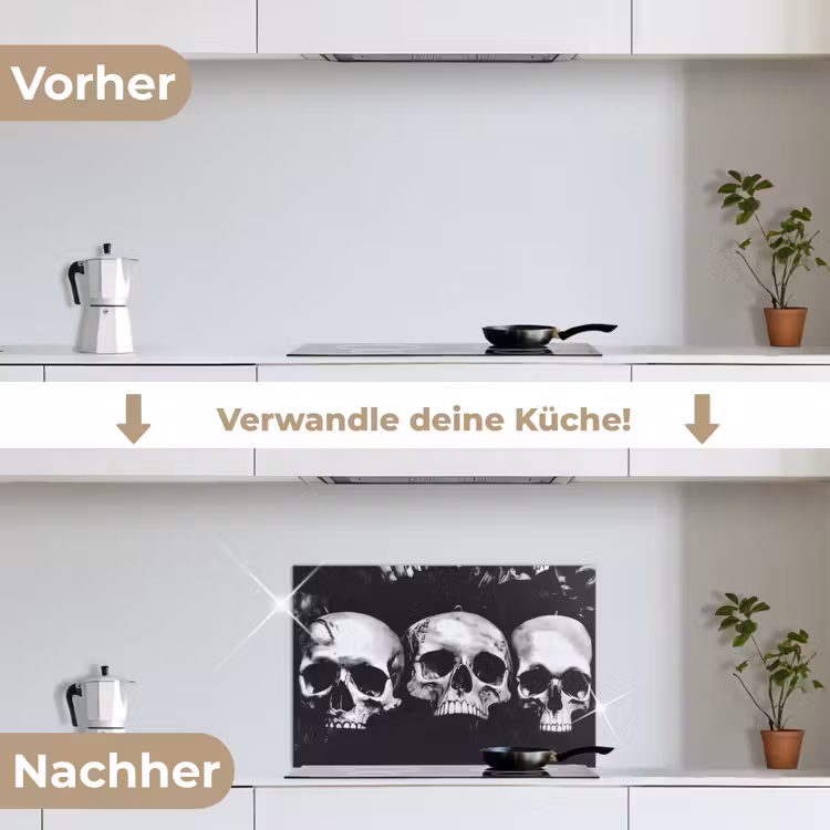Spritzschutz Küche - Totenköpfe - Schwarz - Kontrast — 7