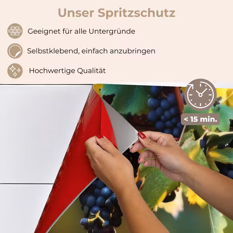 Spritzschutz Küche - Trauben - Wein - Natur - Grün — 4