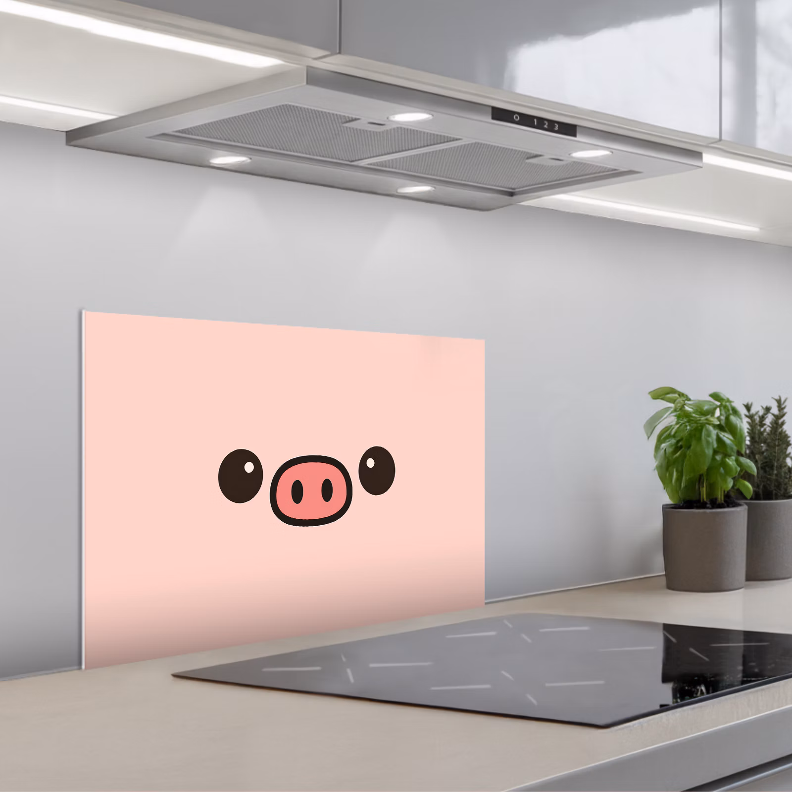 Spritzschutz Küche - Schwein - Rosa - Minimalistisch — 1