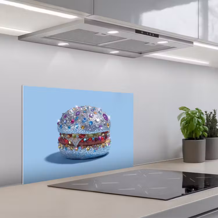 Spritzschutz Küche - Glitter - Hamburger - Blau — 1