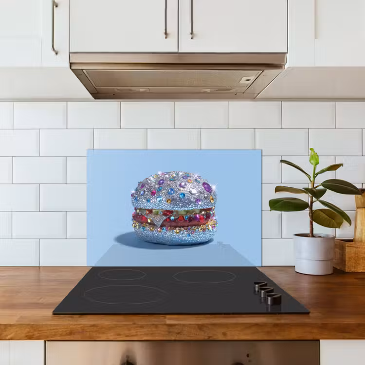 Spritzschutz Küche - Glitter - Hamburger - Blau — 3