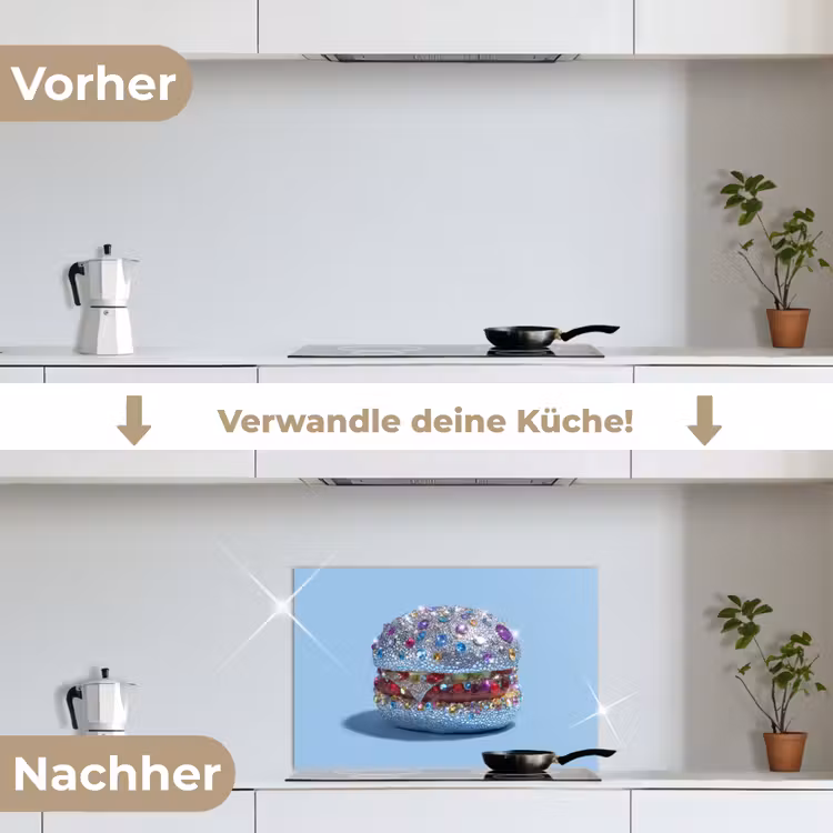 Spritzschutz Küche - Glitter - Hamburger - Blau — 7