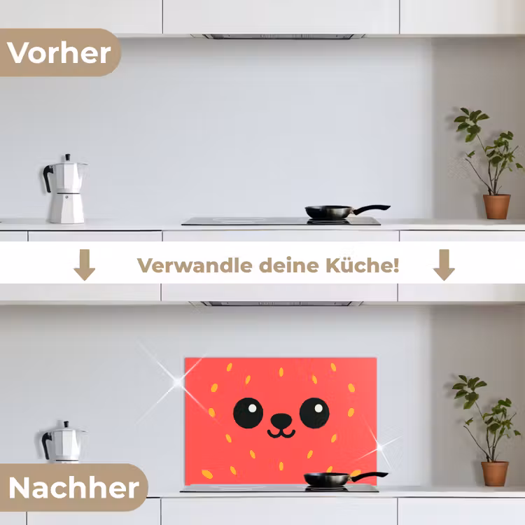 Spritzschutz Küche - Katze - Erdbeere - Cartoon — 7