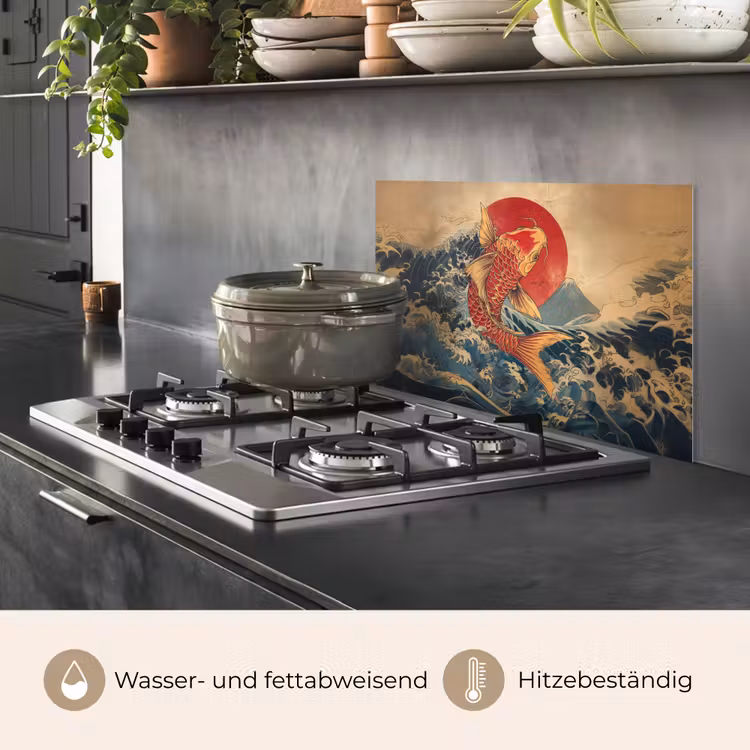 Spritzschutz Küche - Koi - Meer - Wellen - Sonne — 2