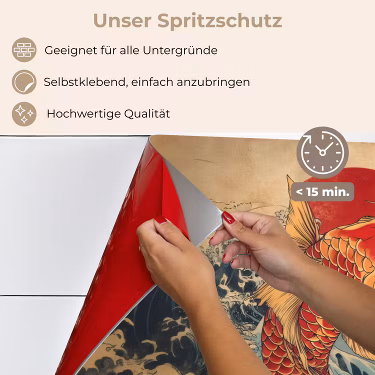 Spritzschutz Küche - Koi - Meer - Wellen - Sonne — 4