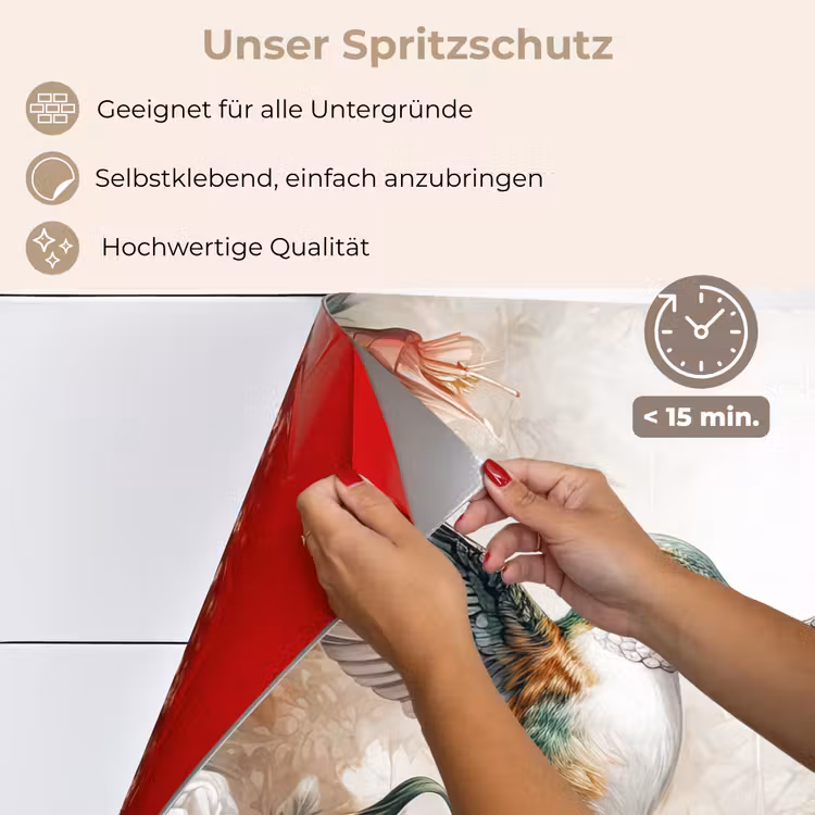 Spritzschutz Küche - Kolibri - Vögel - Blumen - Natur — 4