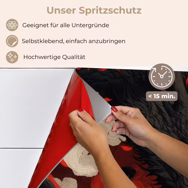 Spritzschutz Küche - Krieger - Drache - Schwarz - Rot - Rauch — 4