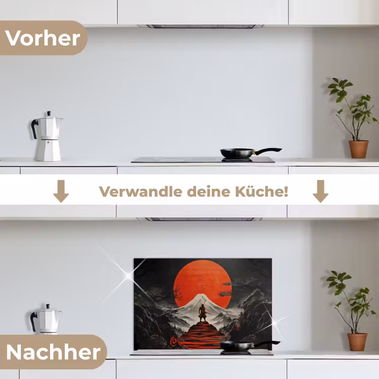 Spritzschutz Küche - Krieger - Rote Stufen - Sonne - Berg — 7