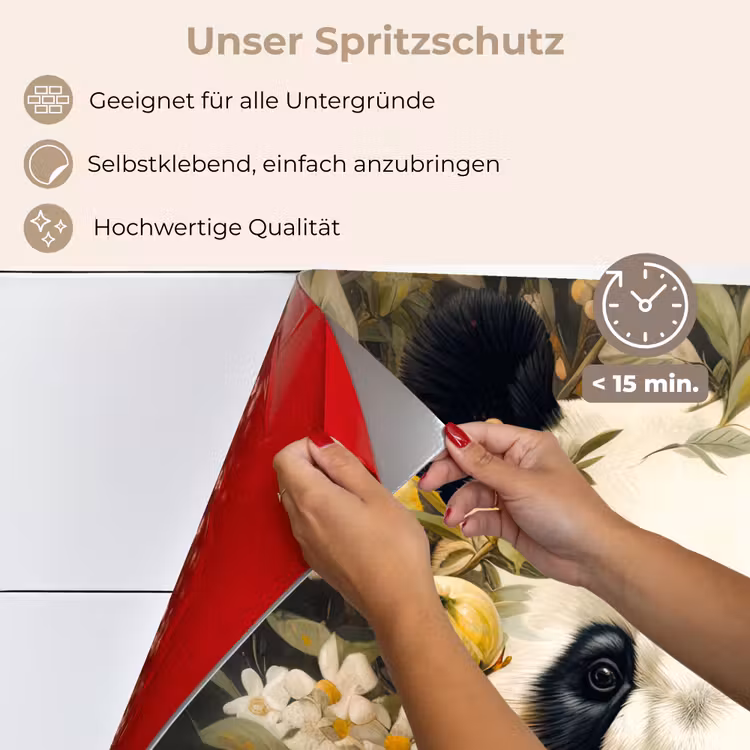 Spritzschutz Küche - Panda - Pandabär - Wildtiere - Blumen — 4