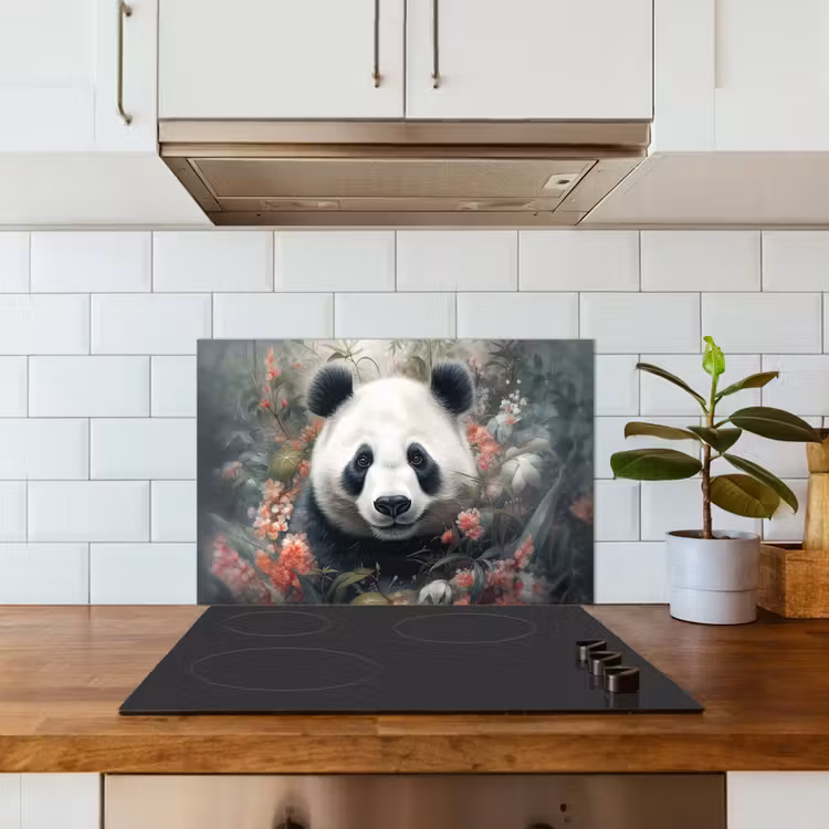 Spritzschutz Küche - Panda - Wildtiere - Blumen - Natur — 3