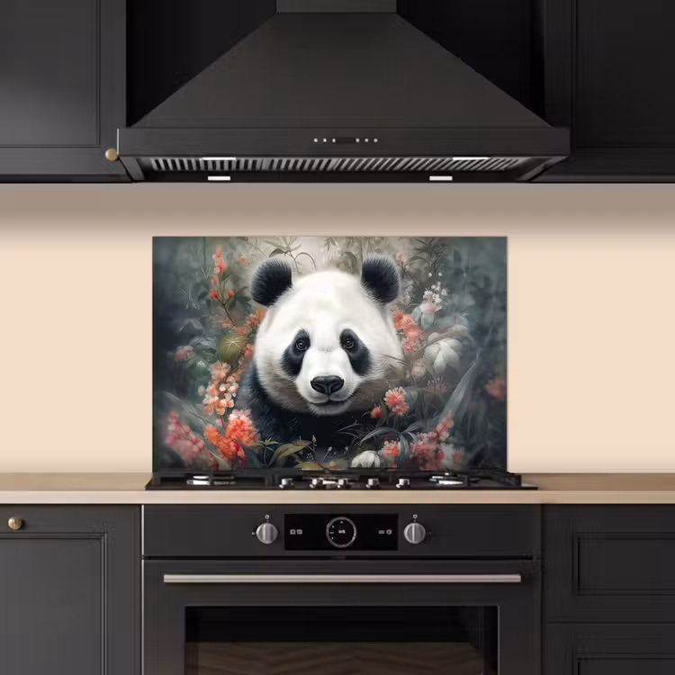 Spritzschutz Küche - Panda - Wildtiere - Blumen - Natur — 5