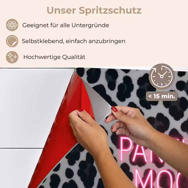 Spritzschutz Küche - Pantherdruck - Schwarz - Neonschrift - Rosa — 4