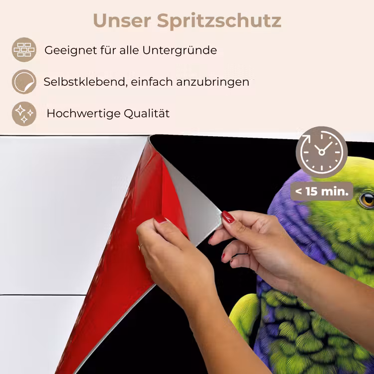 Spritzschutz Küche - Papagei - Federn - Auffallend - Grün — 4