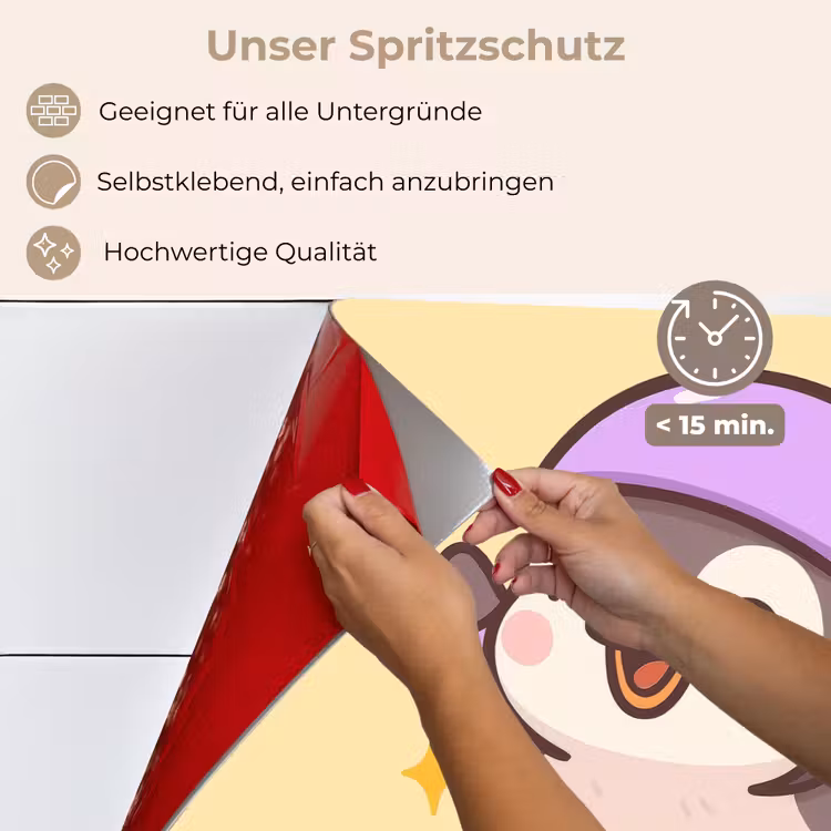Spritzschutz Küche - Pinguin - Rollschuhe - Gelb - Energetisch — 4