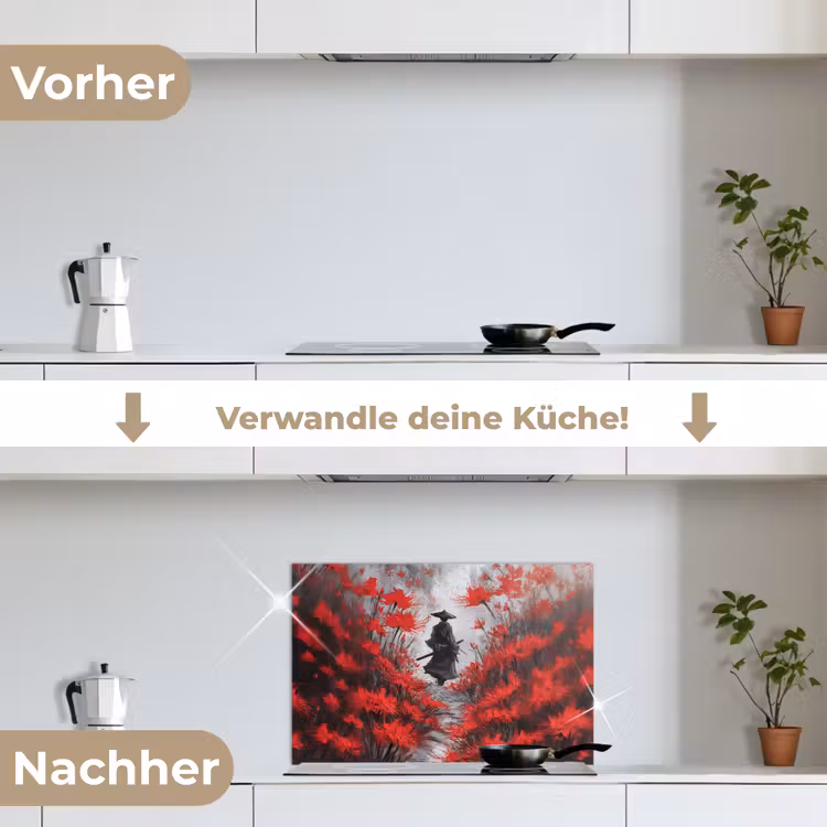 Spritzschutz Küche - Rote Blumen - neblig - Mann — 7