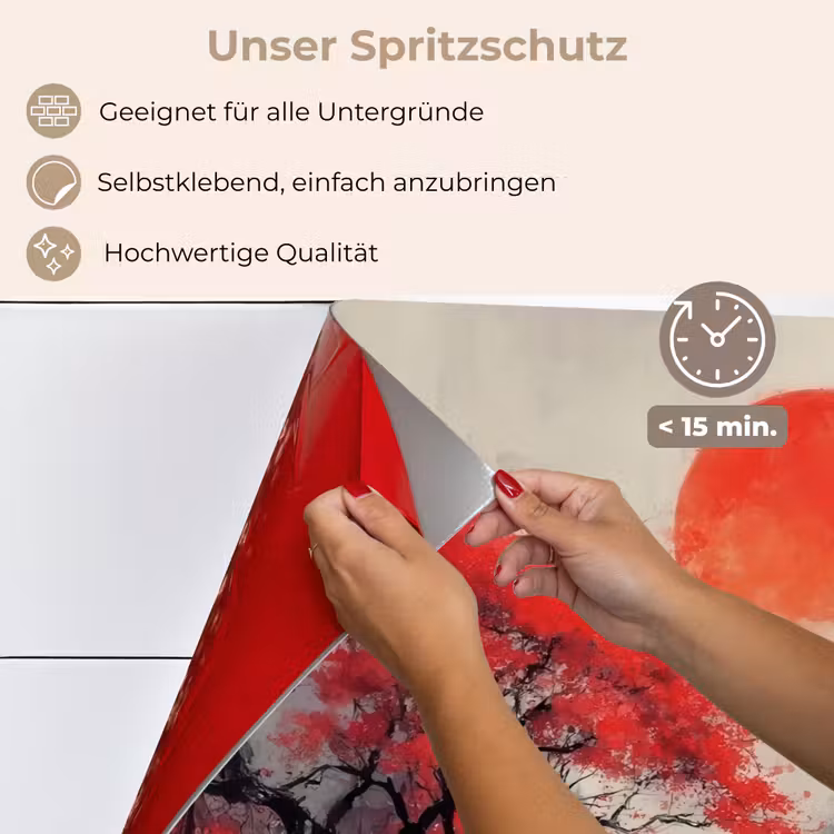 Spritzschutz Küche - Rote Sonne - Fluss - Brücke - Bäume — 4