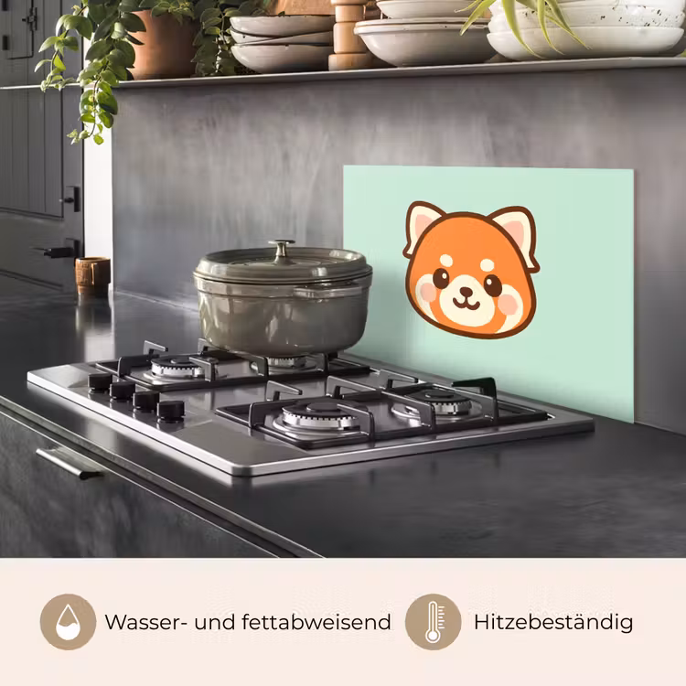 Spritzschutz Küche - Roter Panda - Grün - Cartoon — 2
