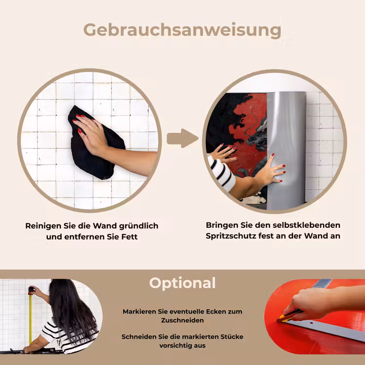 Spritzschutz Küche - Schwarzer Drache - Rauchwolken - Rot — 6