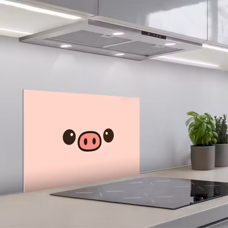 Spritzschutz Küche - Schwein - Rosa - Minimalistisch — 1