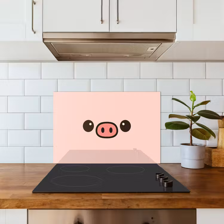 Spritzschutz Küche - Schwein - Rosa - Minimalistisch — 3