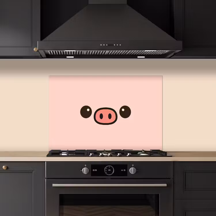 Spritzschutz Küche - Schwein - Rosa - Minimalistisch — 5
